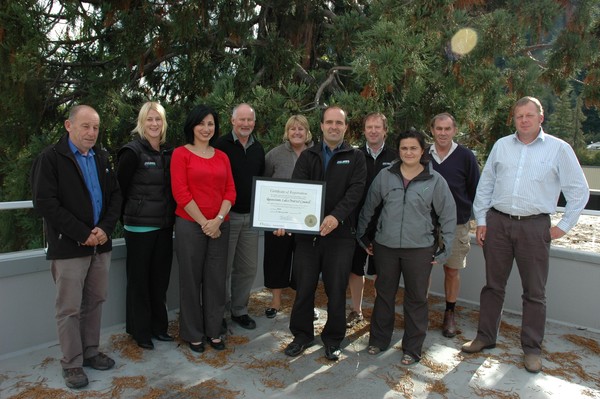 Lakes Environmental manager building Peter Laurenson and the building team celebrate this month�s accreditation.